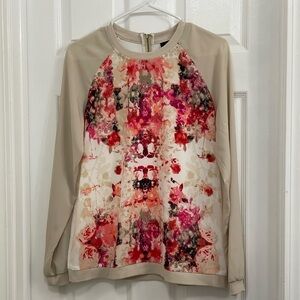 Apt 9 Floral Print Long Sleeve Sheer Top Size S